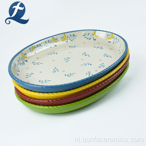 Hand kleur aangepaste ellips decoratieve keramische plaat